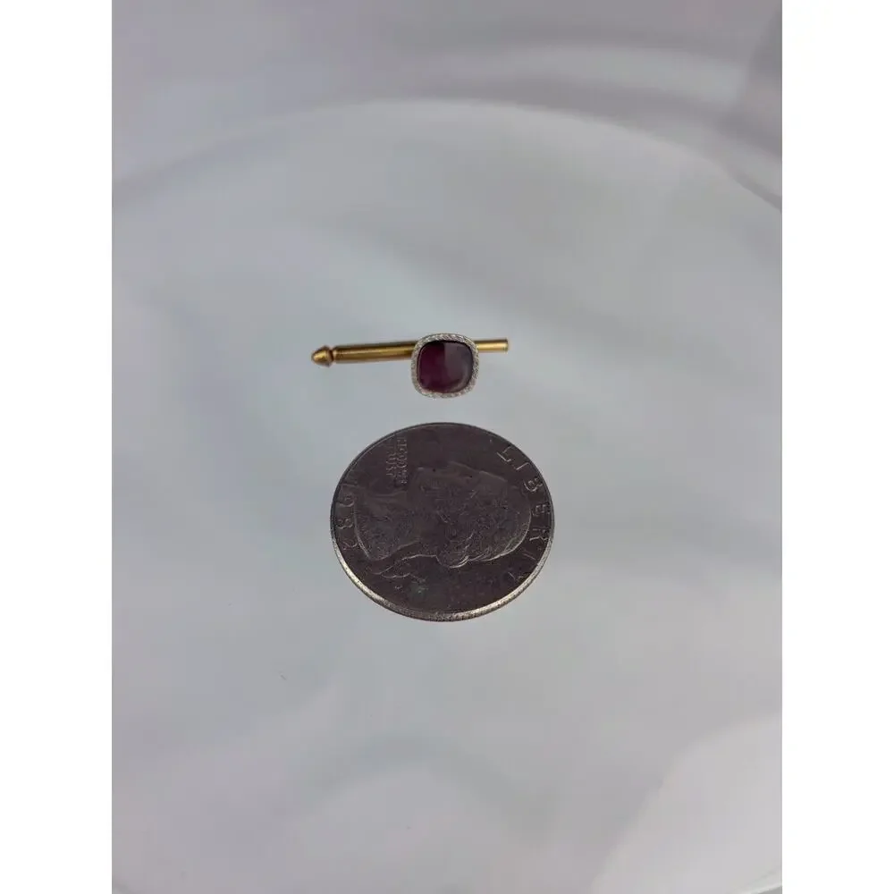 Single Black MOP Pearl 10k Gold Plated Tuxedo Shirt Stud Swank Square Vintage